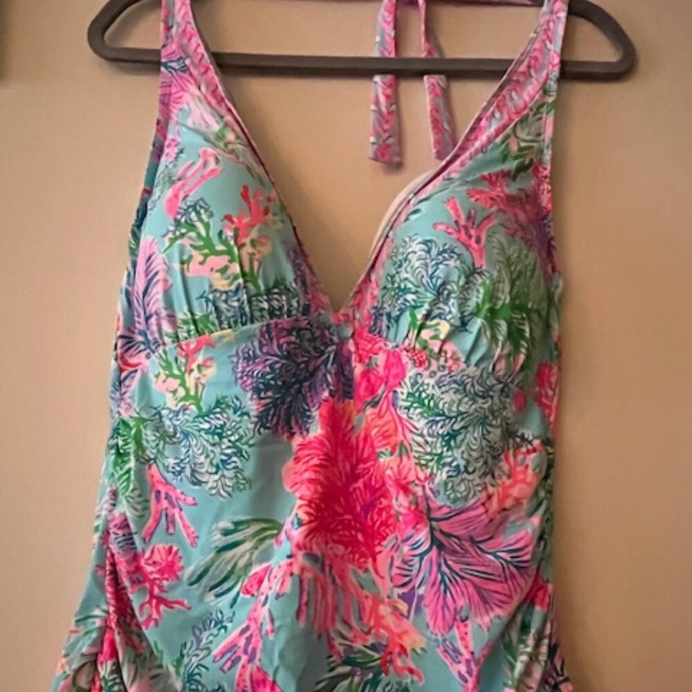 Lilly Pulitzer Bliss Halter Tankini Top, Cay to my Heart, Size 16, NWT